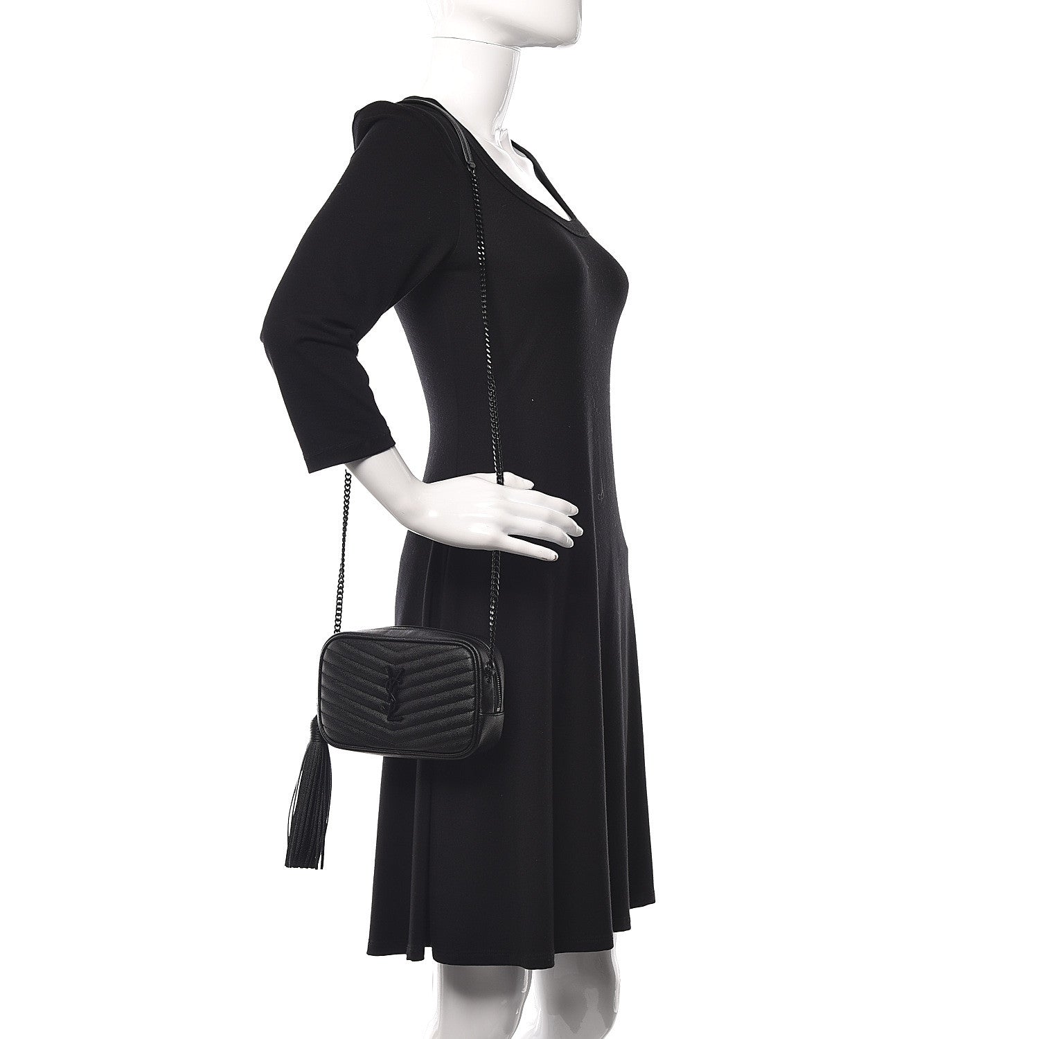 Saint Laurent Grain De Poudre Matelasse Monogram Mini Lou Camera Bag Black 2 of 11
