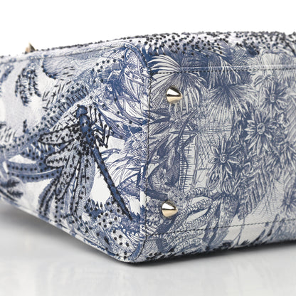 Christian Dior Lambskin Embroidered Medium Palm Tree Toile De Jouy Lady Dior Blue 9 of 11