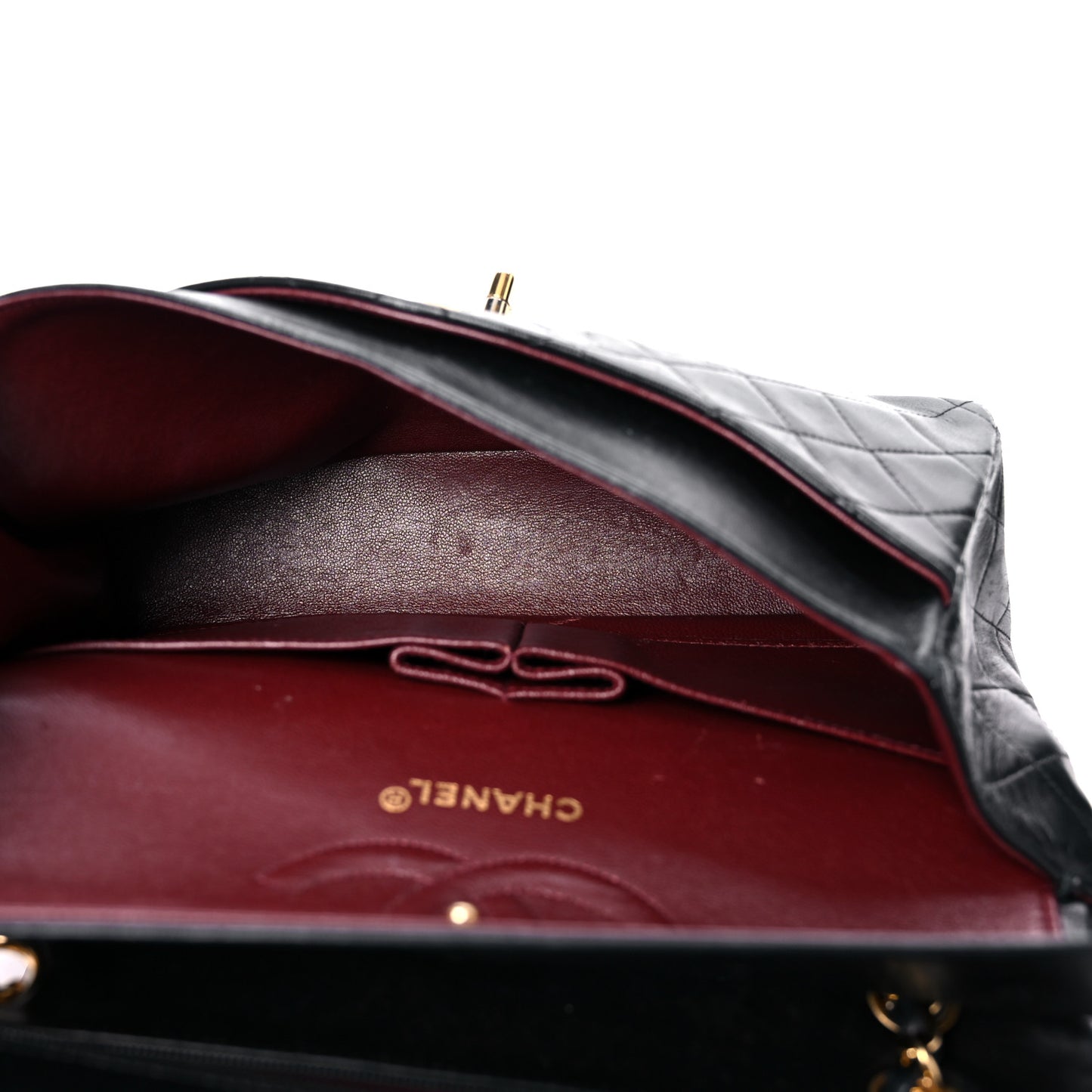 Lambskin Quilted Medium Double Flap Black