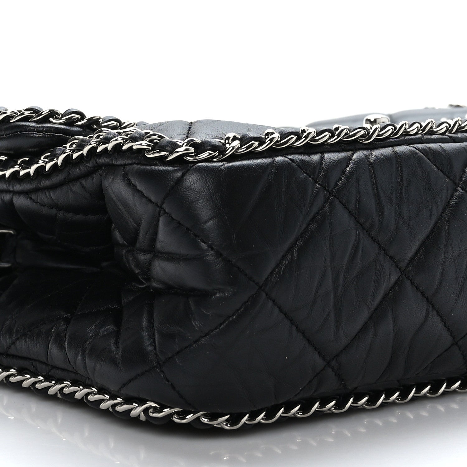 Chanel Crumpled Calfskin Medium Chain All Over Flap Black 8 of 9