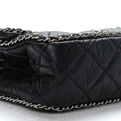 Chanel Crumpled Calfskin Medium Chain All Over Flap Black 8 of 9