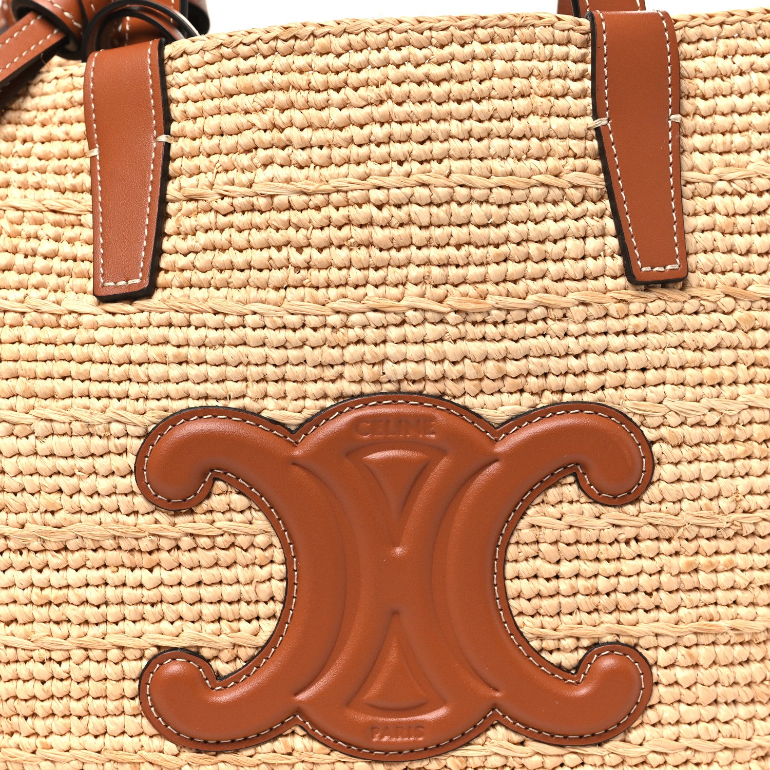 Celine Raffia Calfskin Triomphe Teen Panier Tan 8 of 10