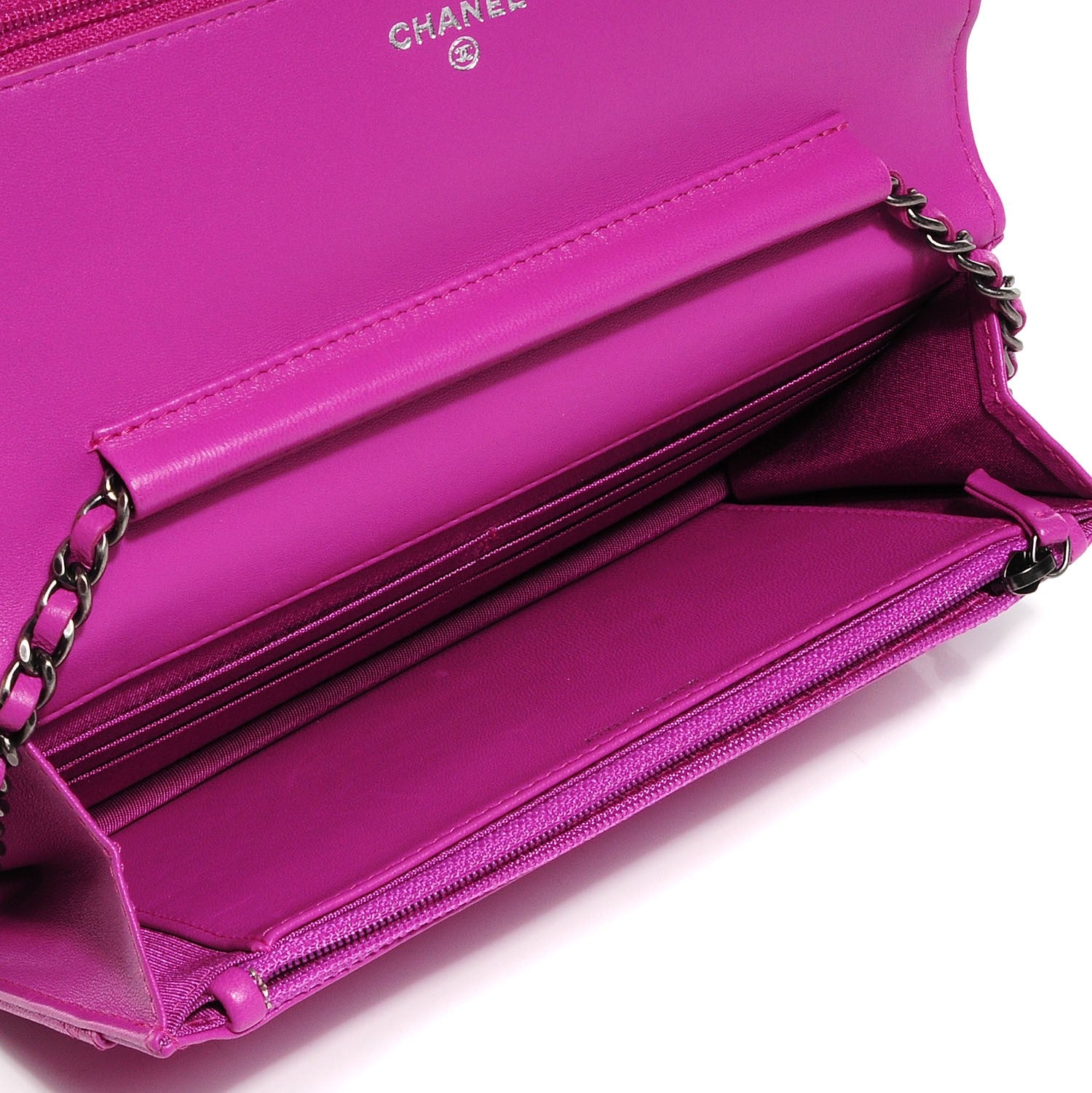 Chanel Lambskin Quilted Boy Wallet On Chain WOC Dark Pink 8 of 21