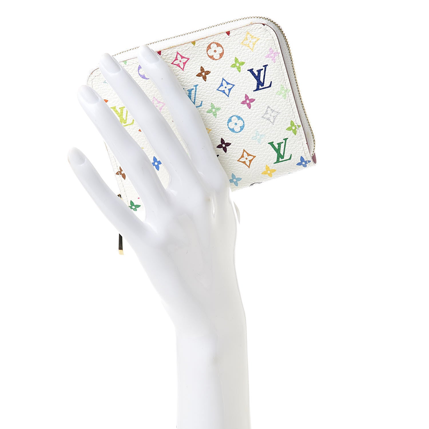 Louis Vuitton Monogram Multicolor Zippy Coin Purse Wallet White Litchi 2 of 8