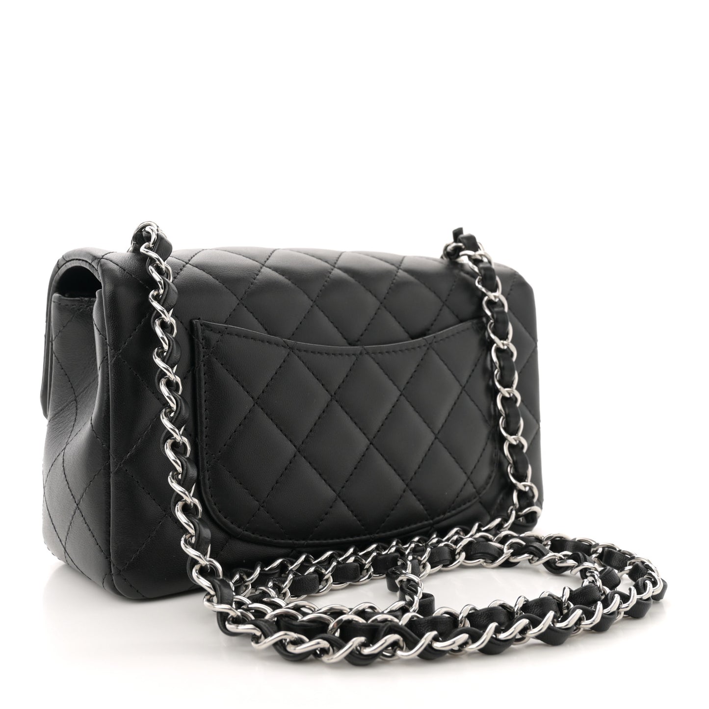 Lambskin Quilted Mini Rectangular Flap Black