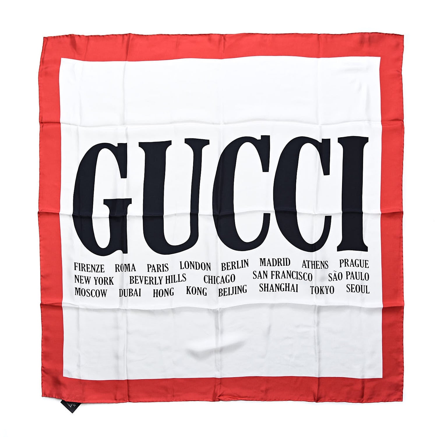 Gucci Silk Gucci World Square Scarf Ivory Red 1 of 4