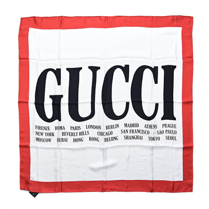 Gucci Silk Gucci World Square Scarf Ivory Red 1 of 4
