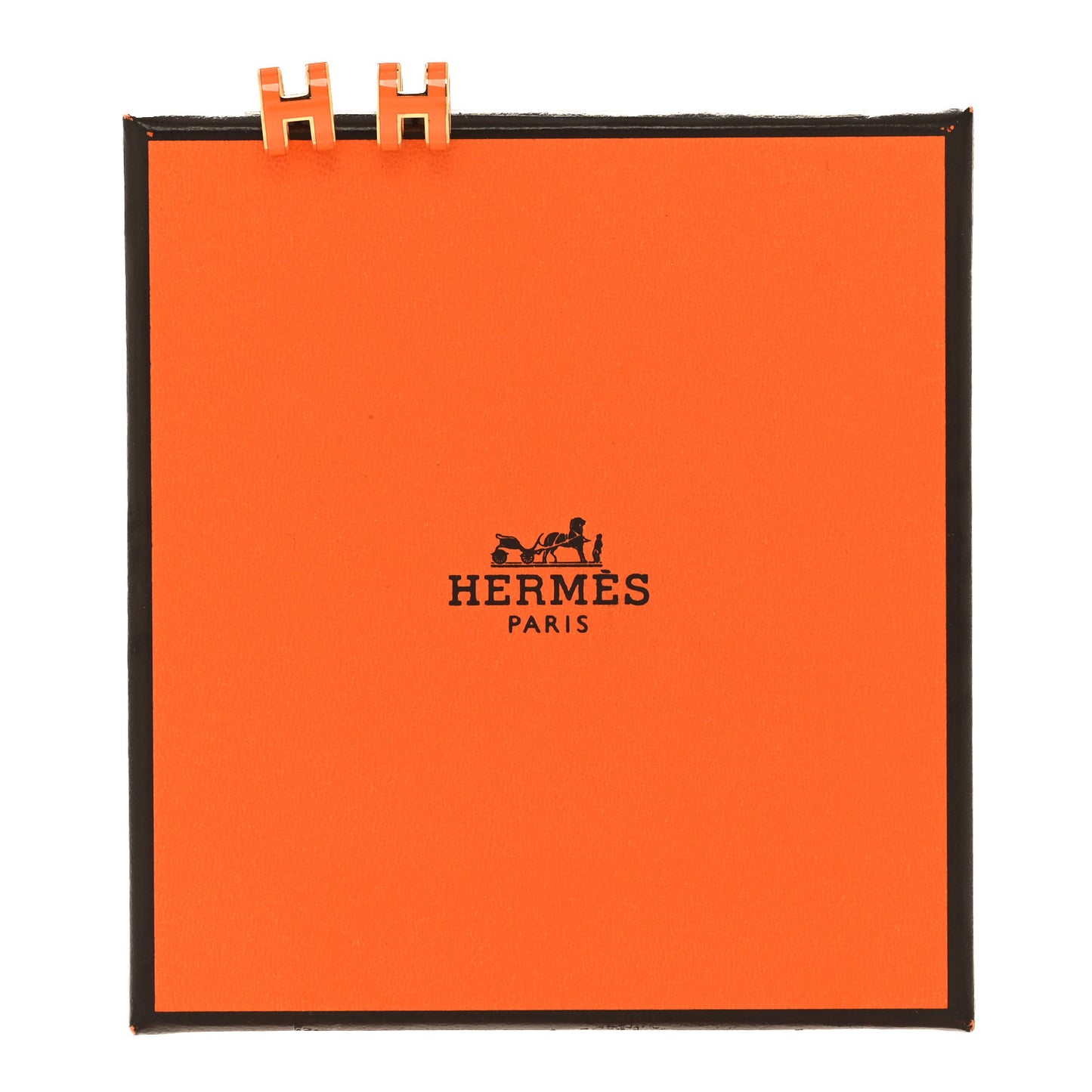 Gold Lacquered Mini Pop H Earrings Orange