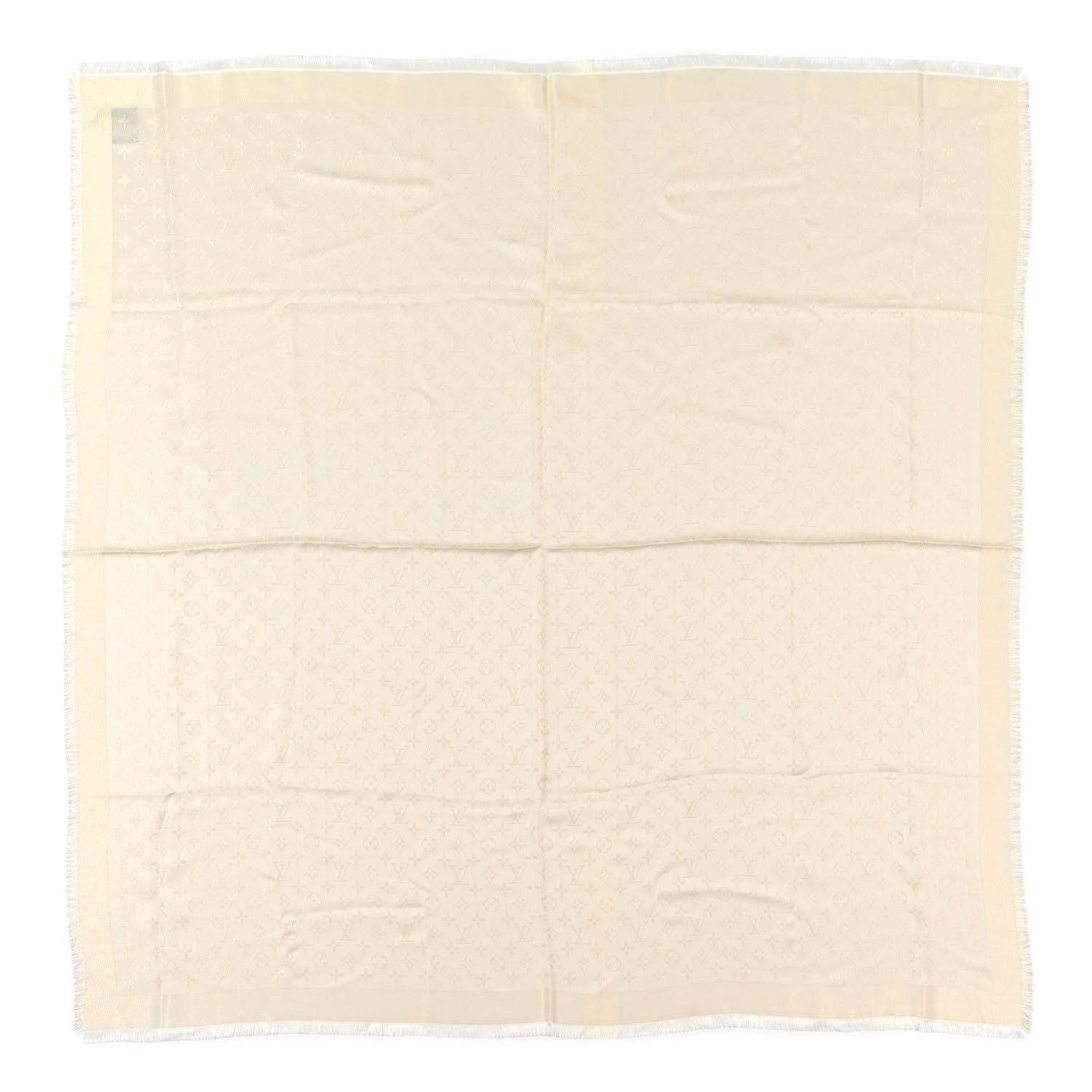 Louis Vuitton Silk Wool Monogram Shine Shawl White 1 of 5