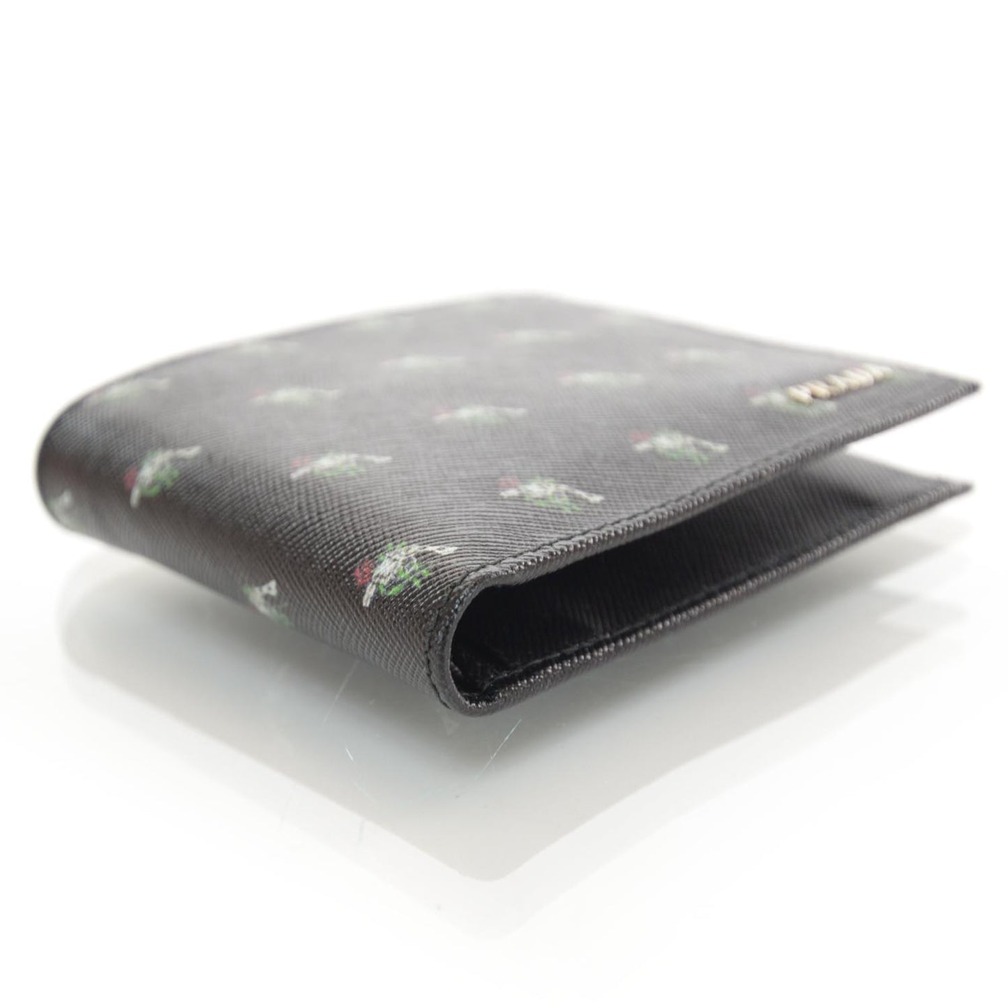 Saffiano Guns and Roses Print Wallet Black