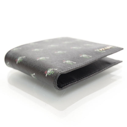 Prada Saffiano Guns and Roses Print Wallet Black 4 of 9