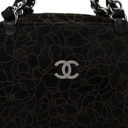 Chanel Suede Camellia Bowler Black 8 of 11