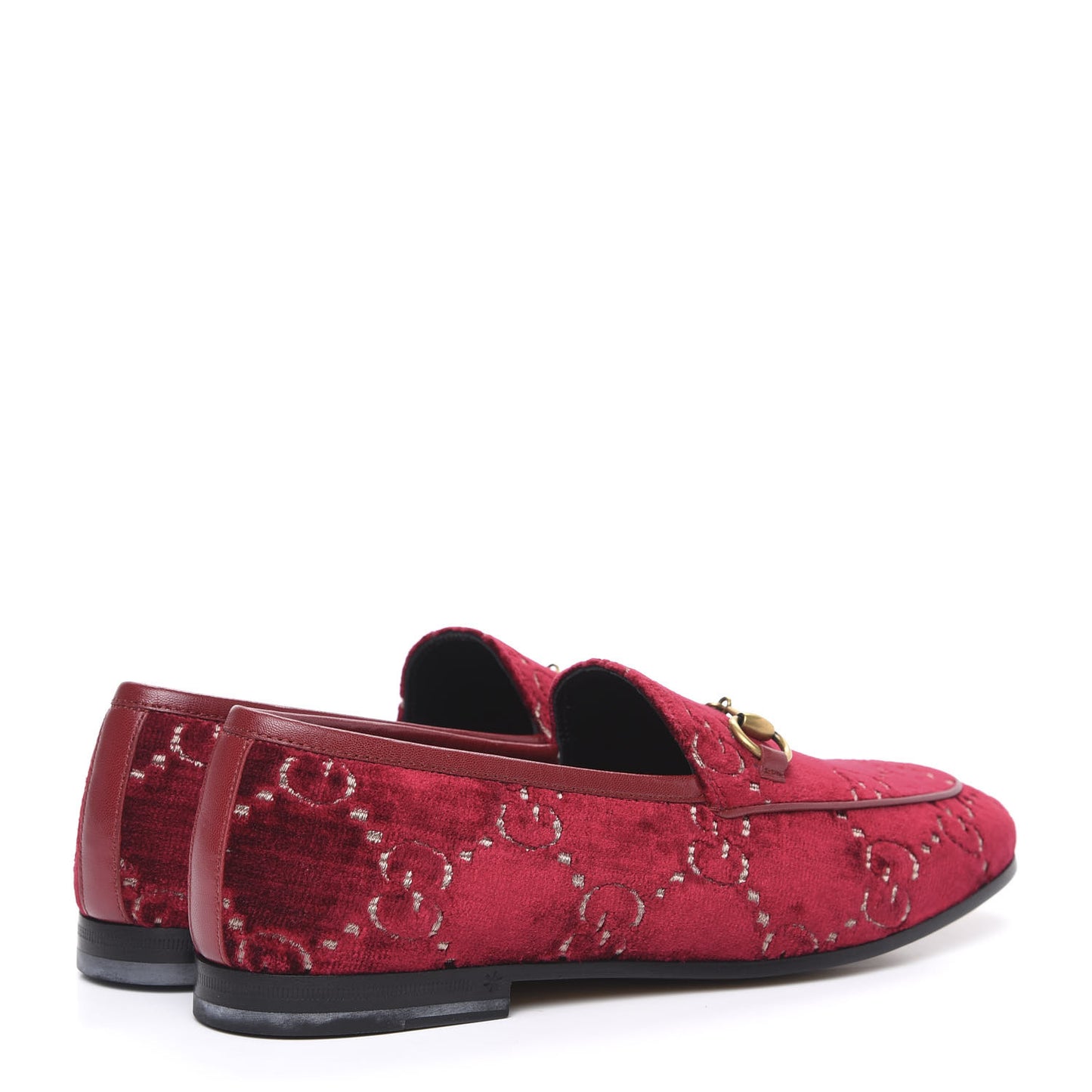 Velvet Malaga Kid GG Monogram Horsebit Womens Jordaan Loafers 37 Red Cipria Romantic Cerise