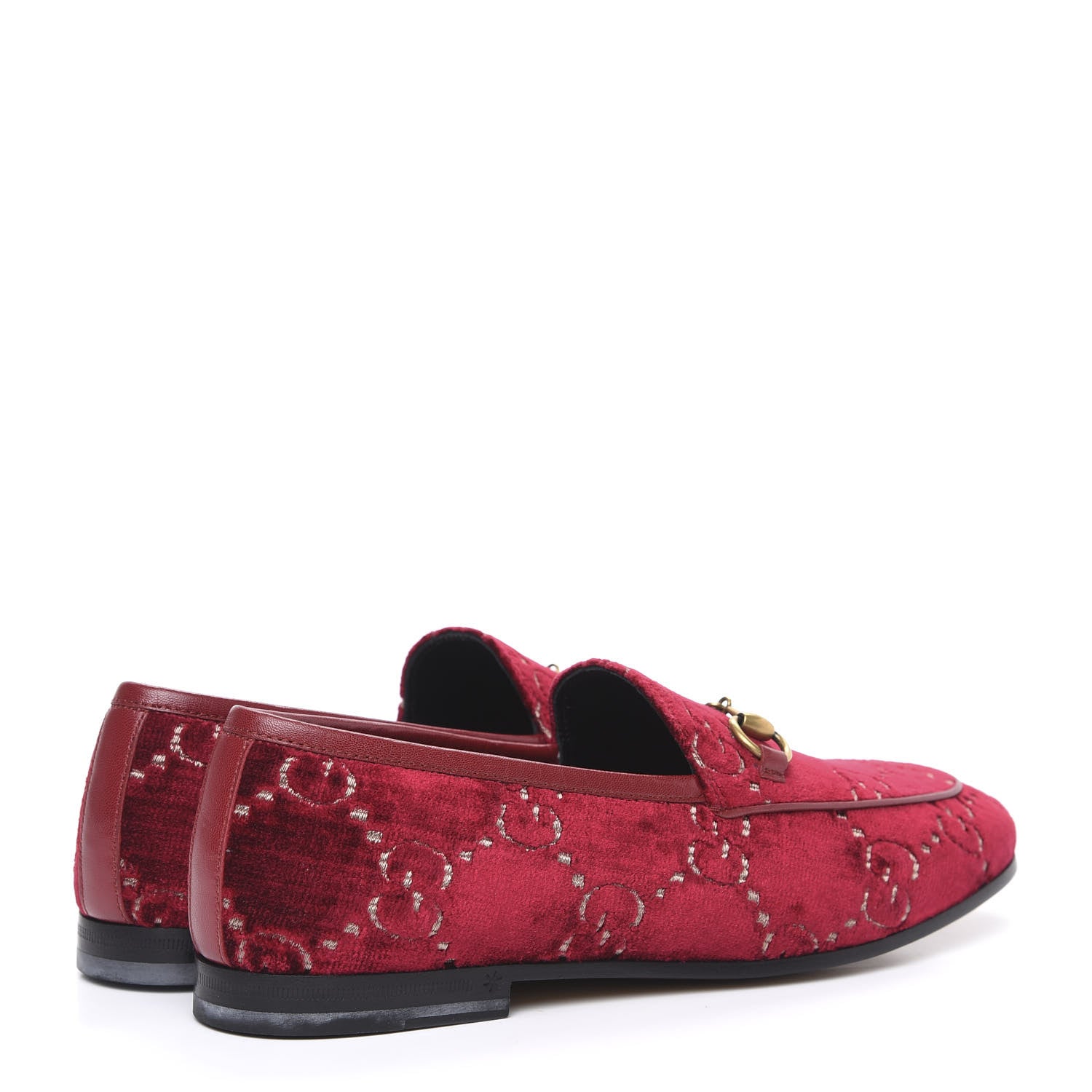Gucci Velvet Malaga Kid GG Monogram Horsebit Womens Jordaan Loafers 37 Red Cipria Romantic Cerise 4 of 10