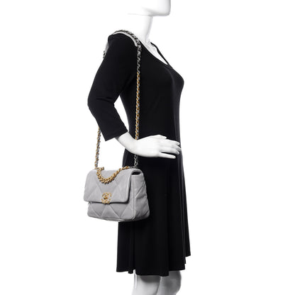 Chanel Goatskin Quilted Medium 19 Flap Grey 2 of 11