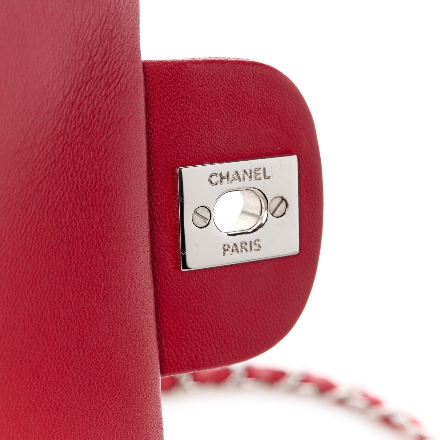 Lambskin Quilted Mini Rectangular Flap Red