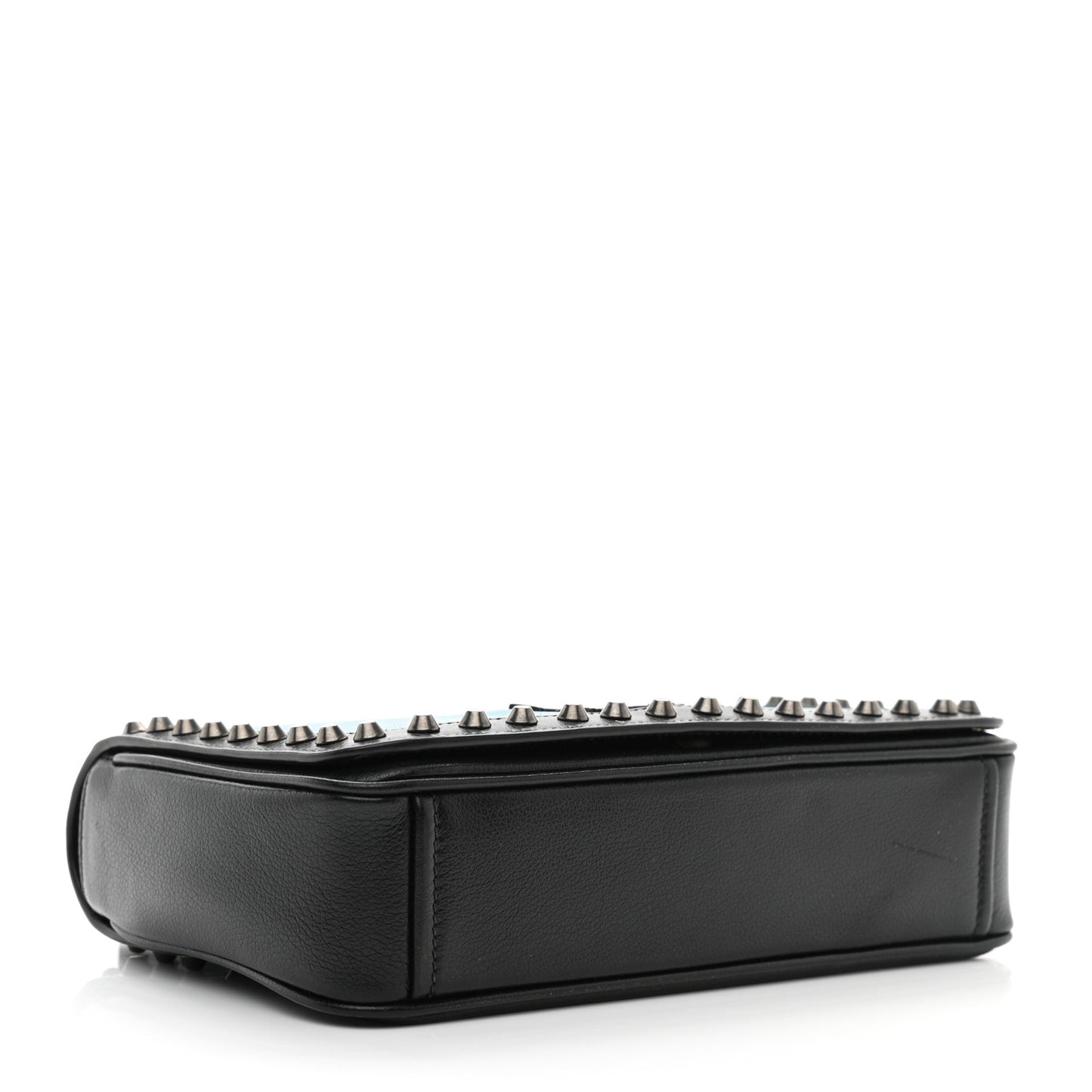 Glace Calfskin Studded Crossbody Turchese Black