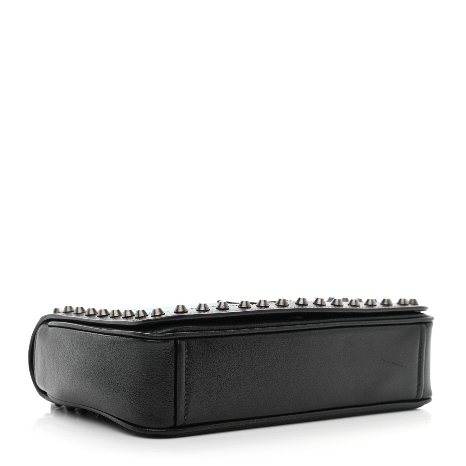 Prada Glace Calfskin Studded Crossbody Turchese Black 4 of 13