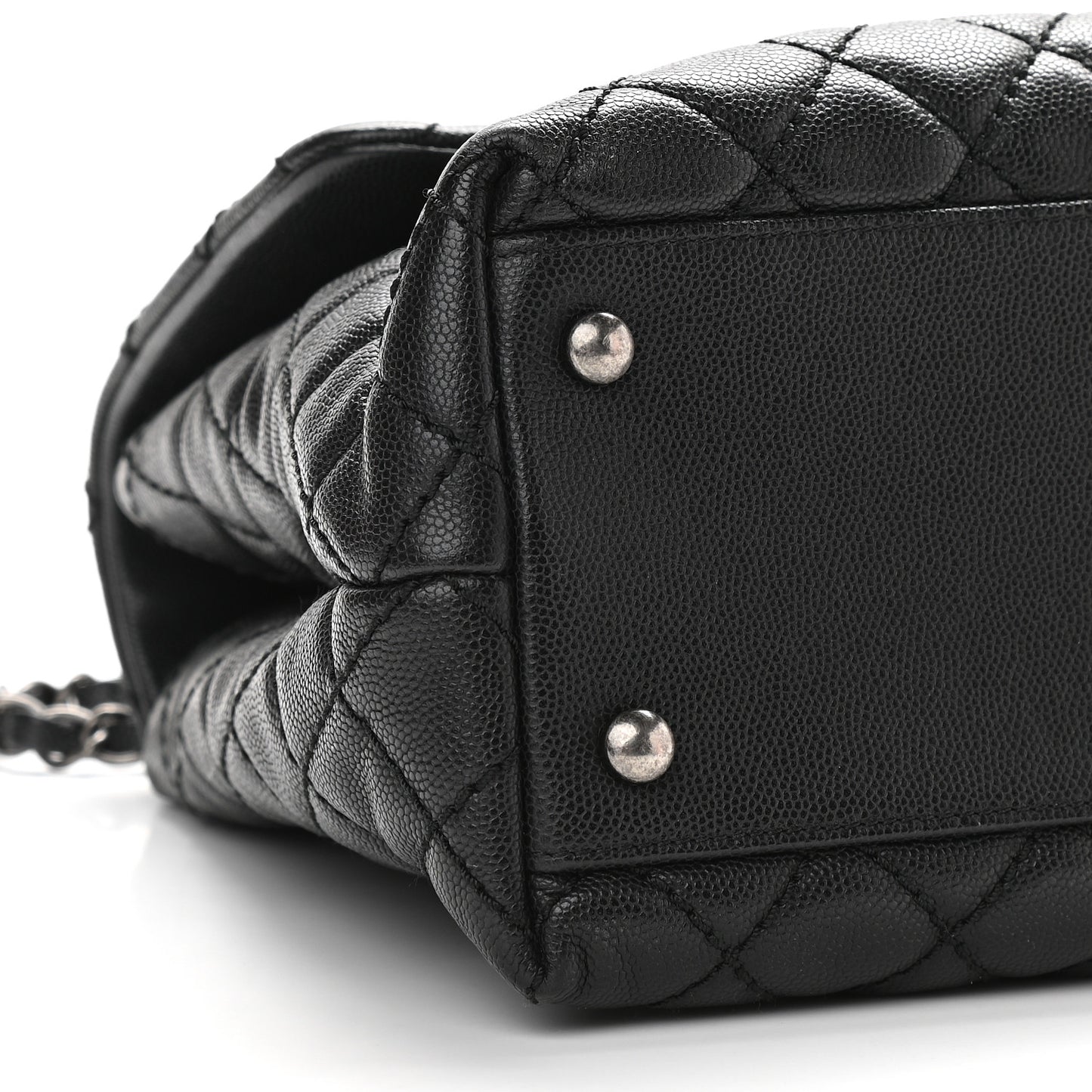 Caviar Quilted Medium Coco Handle Flap Black