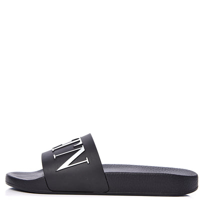 Valentino Garavani Rubber VLTN Pool Slide Sandals 39 Black 1 of 8