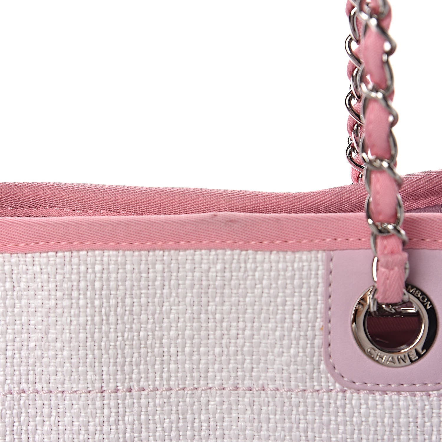 Chanel Woven Straw Raffia Small Deauville Tote Pink 8 of 15