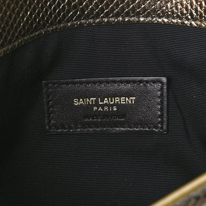 Saint Laurent Metallic Karung Uptown Monogram Pouch Gold Military 5 of 8