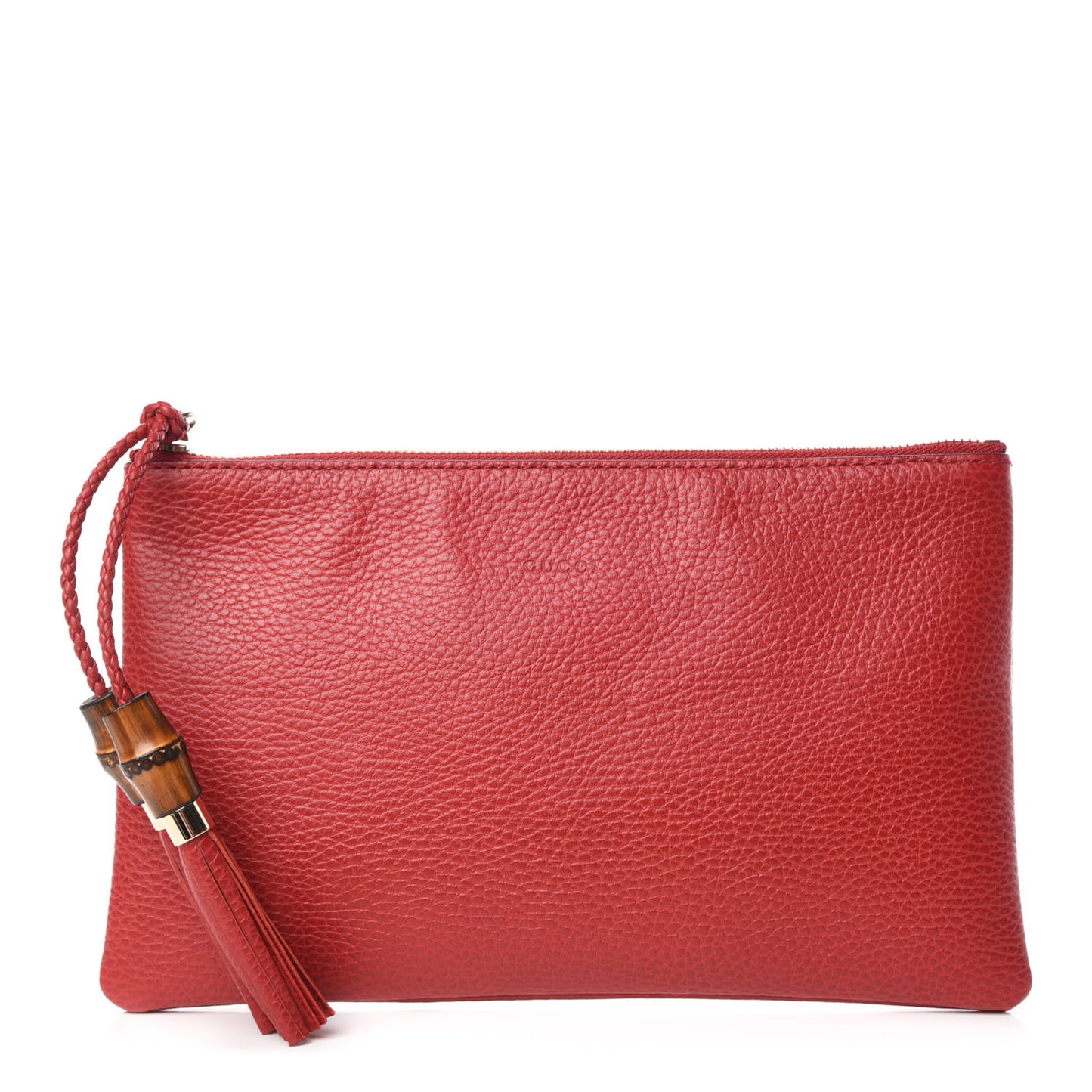 Calfskin Bamboo Clutch Red