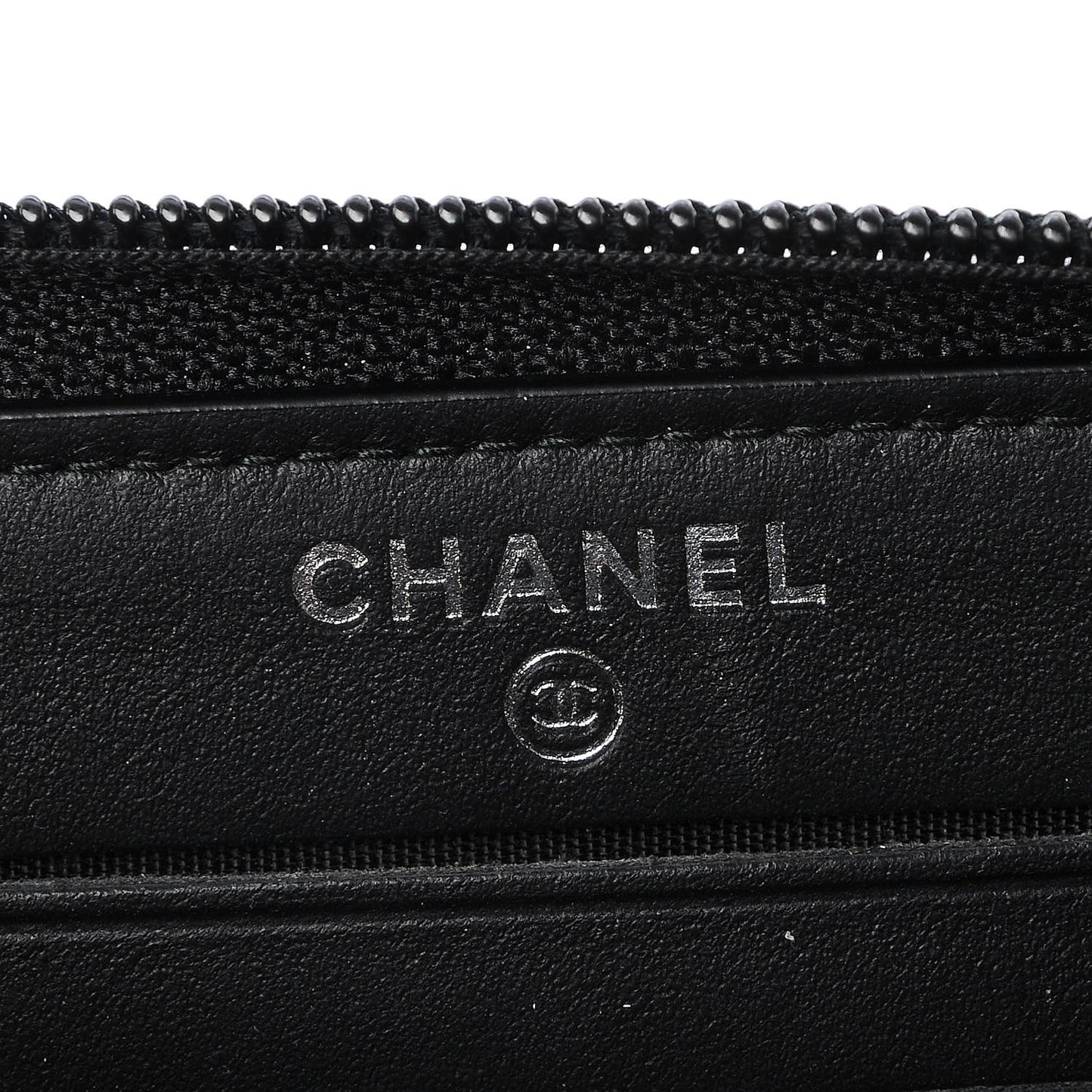 Calfskin Painted Chevron Embossed Small Boy Zip Wallet Black
