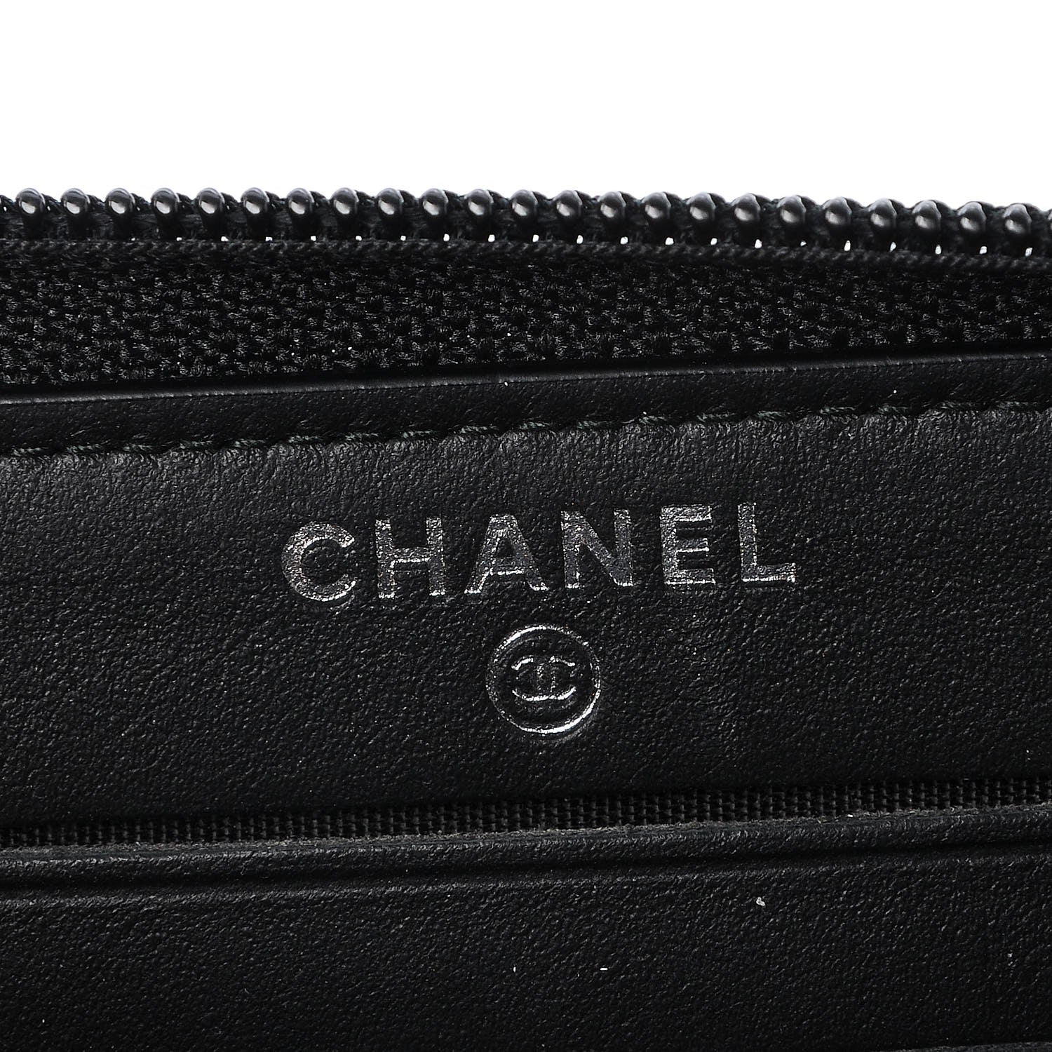 Chanel Calfskin Painted Chevron Embossed Small Boy Zip Wallet Black 7 of 9