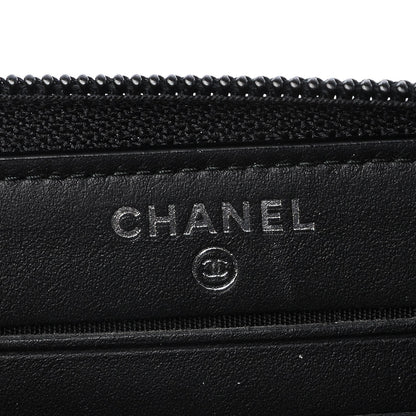 Chanel Calfskin Painted Chevron Embossed Small Boy Zip Wallet Black 7 of 9