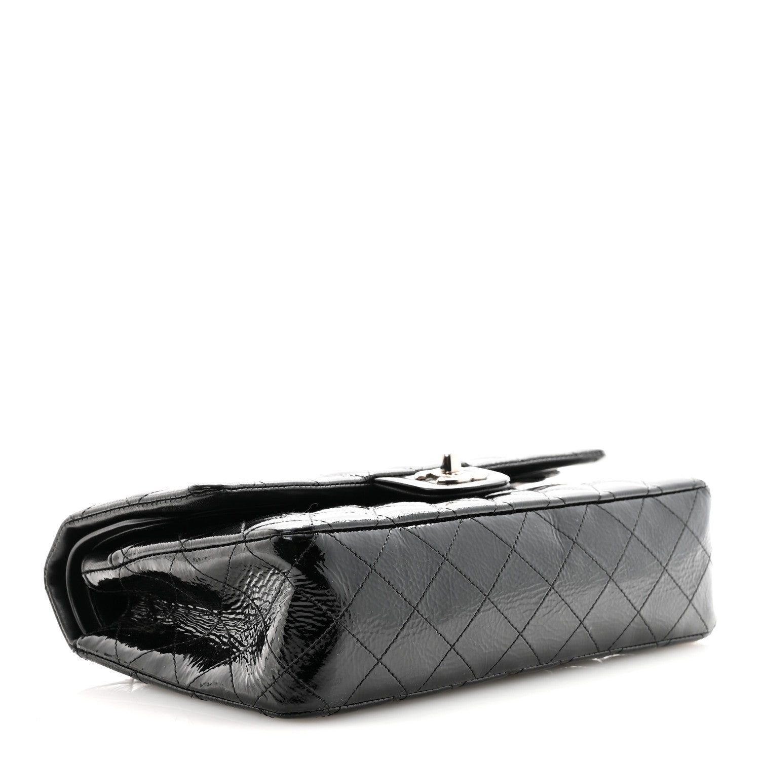 Chanel Distressed Patent Quilted Medium Double Flap Black 4 of 10