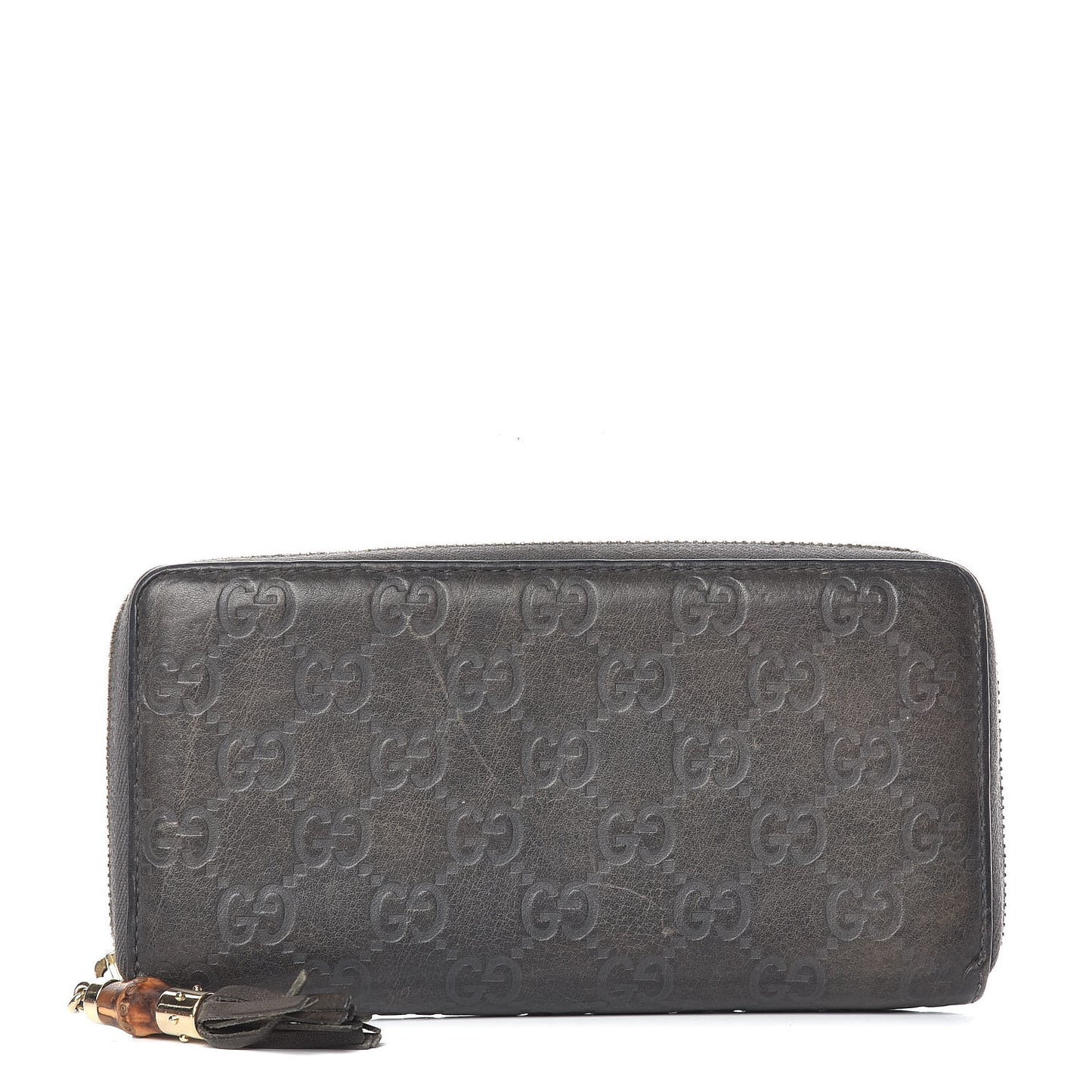 Guccissima Bamboo Tassel Zip Around Wallet Grey