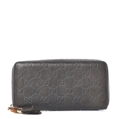 Gucci Guccissima Bamboo Tassel Zip Around Wallet Grey 1 of 7