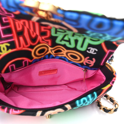 Chanel Fabric Printed Medium Chanel 19 Flap Black Multicolor 5 of 10