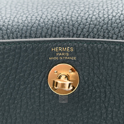 Hermes Taurillon Clemence Mini Lindy 20 Vert Cypress 6 of 11