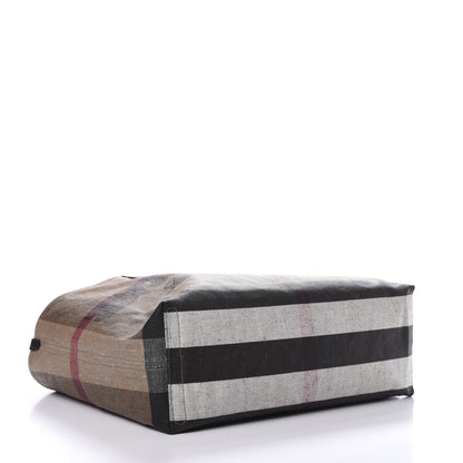 Burberry Coated Canvas Mega Check Medium Doodle Tote Black 4 of 11