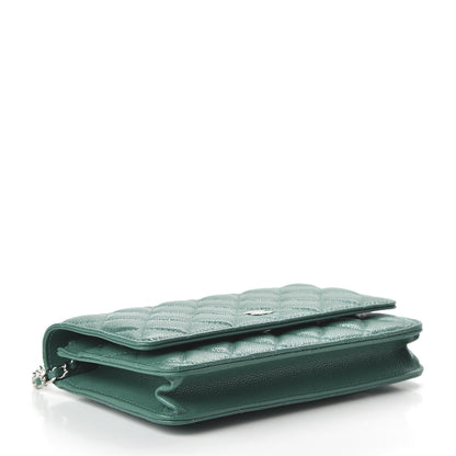 Chanel Iridescent Caviar Quilted Wallet On Chain WOC Green 4 of 11