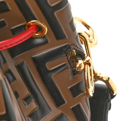 Fendi Vitello Grace F is Fendi Bi-Color FF 1974 Embossed Grande Mon Tresor Bucket Bag Maya Black Fragola 9 of 9