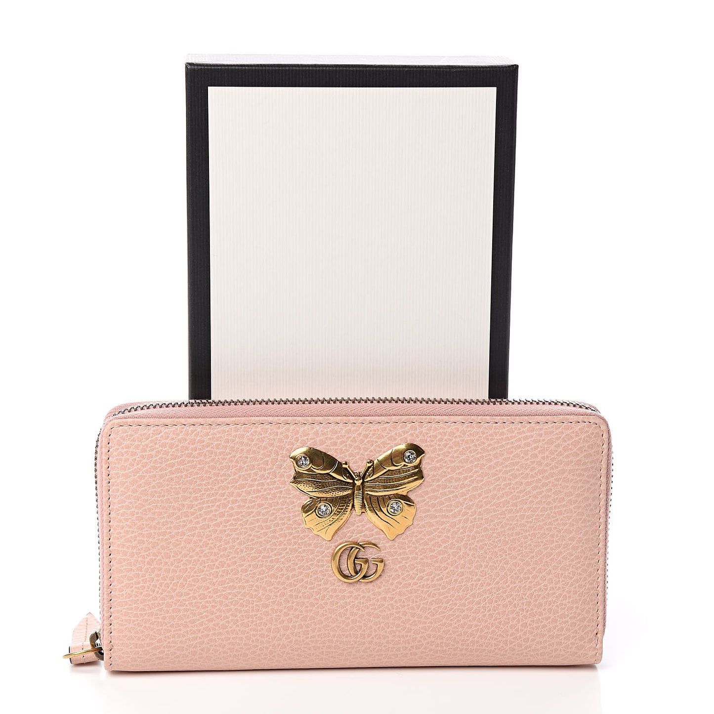 Calfskin Butterfly Farfalla Zip Around Wallet Perfect Pink