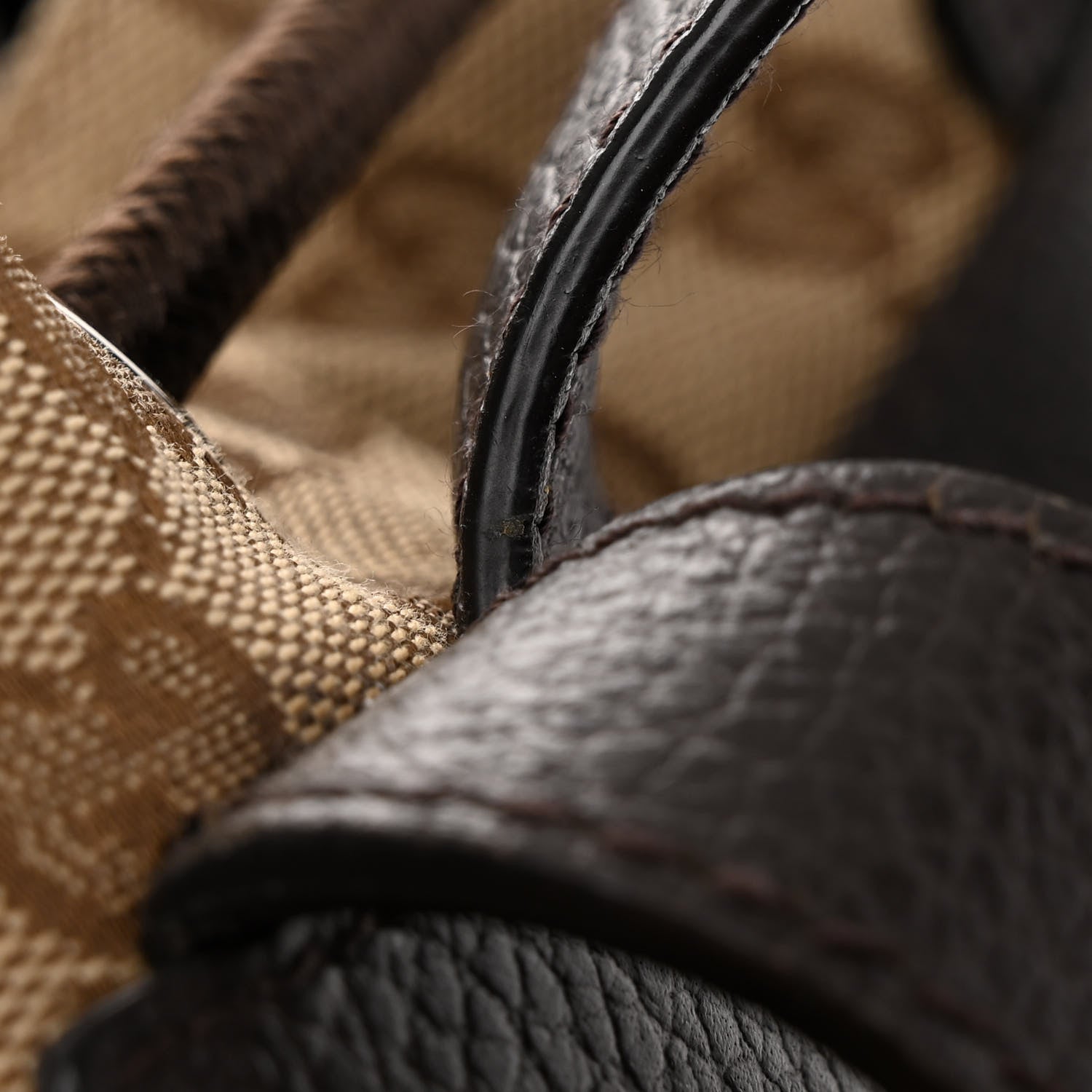 Gucci Monogram Dollar Calfskin O Drawstring Backpack Beige Ebony Testa di Moro Dark Chocolate 11 of 11
