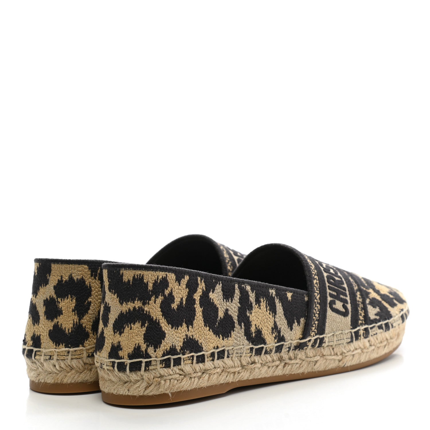 Christian Dior Cotton Embroidered Leopard Print Granville Espadrille 38 Natural 4 of 9