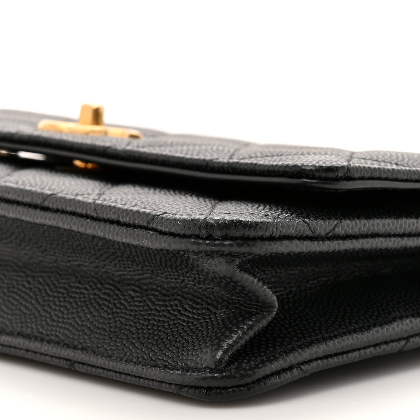 Caviar Quilted CC Turnlock Charm Wallet On Chain WOC Black