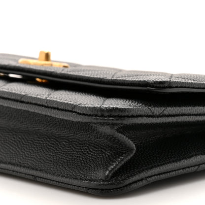 Chanel Caviar Quilted CC Turnlock Charm Wallet On Chain WOC Black 10 of 11