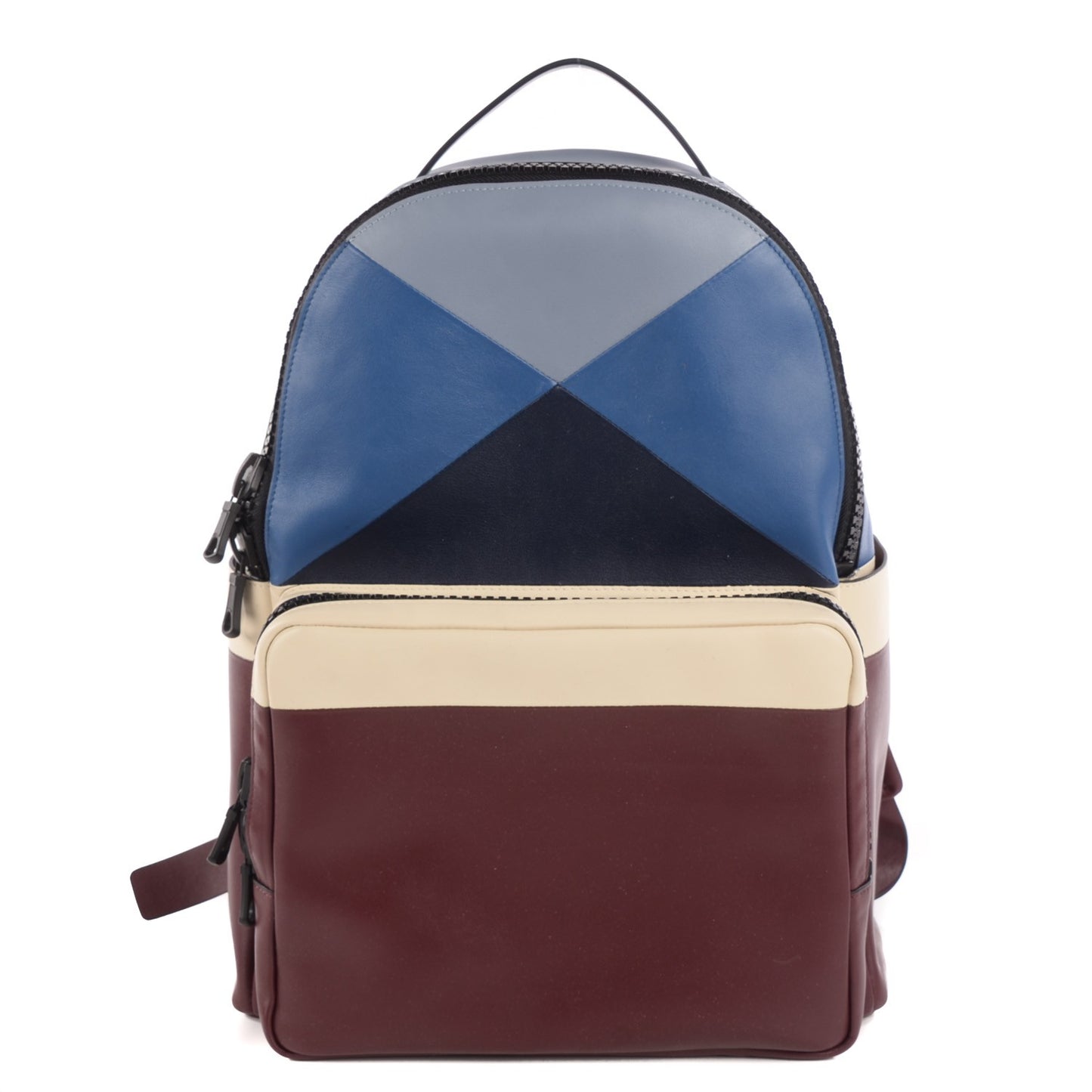 Calfskin Patchwork Backpack Ruby Marine