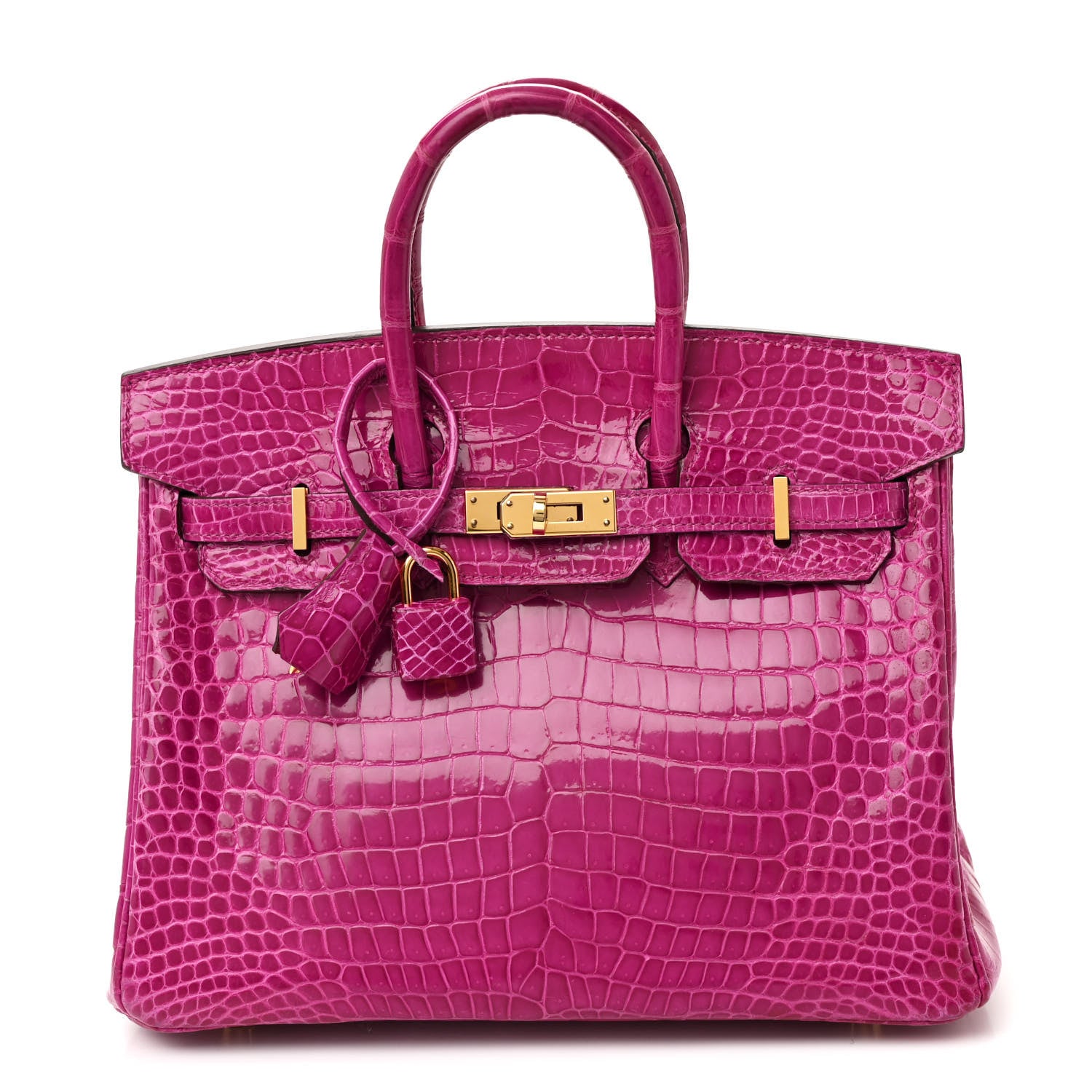 Hermes Shiny Porosus Crocodile Birkin 25 Rose Scheherazade 1 of 13