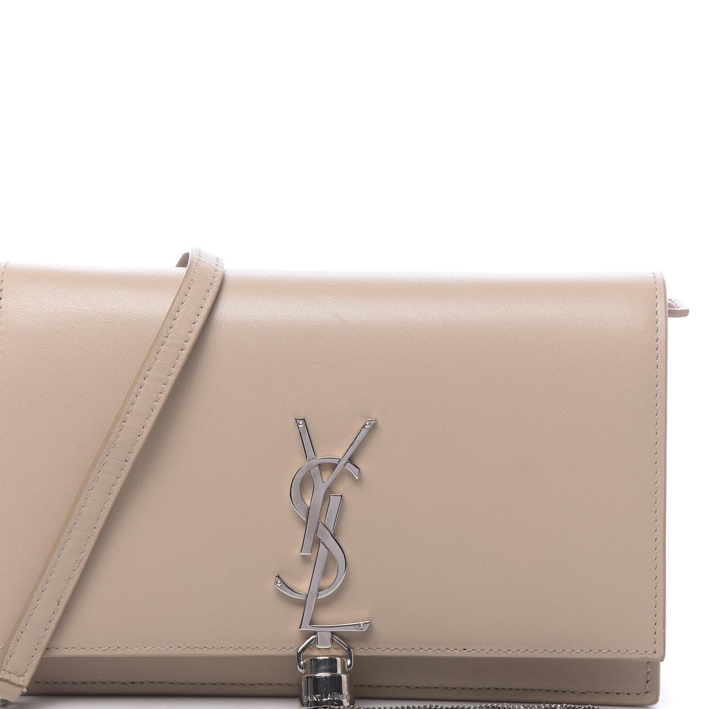 Smooth Calfskin Classic Monogram Kate Tassel Chain Wallet Nude Powder