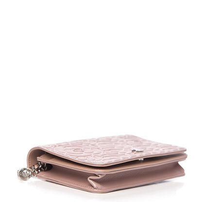 Chanel Goatskin Camellia Embossed Wallet On Chain WOC Light Pink 3 of 11