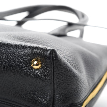Miu Miu Goatskin Madras Zip Tote Black 12 of 15