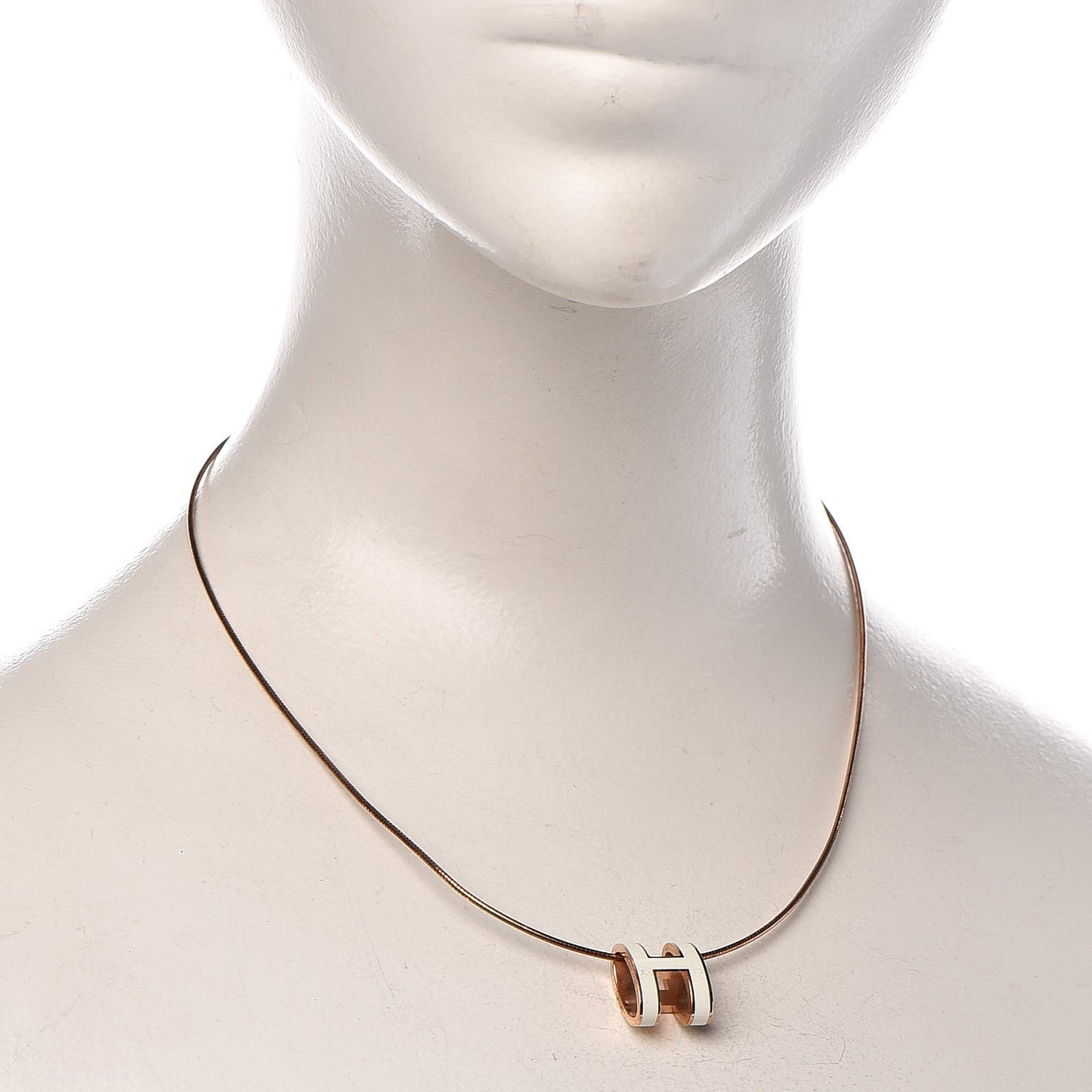 Lacquered Rose Gold Pop H Pendant Necklace White