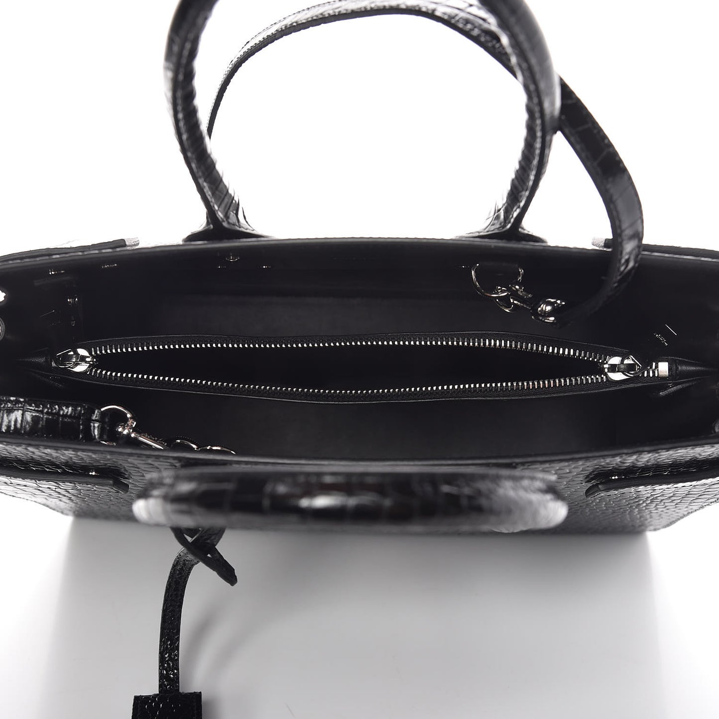 Calfskin Crocodile Embossed Small Sac de Jour Black